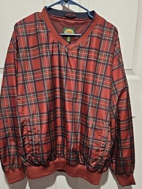 Vintage Cabela's Windcrest Men's Plaid Pullover Windbreaker Jacket V-Neck L